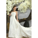 Inexpensive Classic Chapel Train Strapless Satin A-Line Wedding Dress