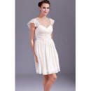 Women's Timeless Chiffon Cap Sleeves Sweetheart Short Beach Wedding Dress