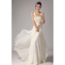 Affordable Romantic Chiffon One Shoulder Brush/ Sweep Train Wedding Dress