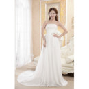 Classic Chiffon Strapless A-Line Court Train Wedding Dress