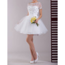 Charming Short Sleeves Organza A-Line Short Reception Wedding Dress
