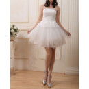 Cheap Stylish A-Line Strapless Satin Organza Short Reception Wedding Dress
