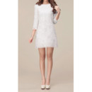 Simple Classic Long Sleeves Lace Sheath/ Column Short Beach Wedding Dress