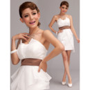 Affordable Charming Column Strapless Satin Short Beach Wedding Dress