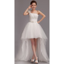 Romantic Asymmetric High-Low One Shoulder Organza Wedding Dress