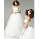 Classic Fit and Flare Strapless A-Line Floor Length Organza Wedding Dress