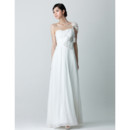 Stylish Modern One Shoulder Chiffon Floor Length Sheath Wedding Dress