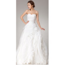 Pleated Organza Sweetheart Sweep Train A-Line Wedding Dress