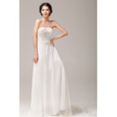 Beautiful Chiffon Sheath Strapless Sweep Train Bridal Dress for Wedding