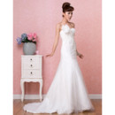 Affordable Modern A-Line Sweetheart Brush/ Sweep Train Satin Organza Wedding Dress