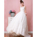 Stunning Modern A-Line Satin Scoop Brush/ Sweep Train Wedding Dress