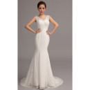Elegant Lace Mermaid V-Neck Brush/ Sweep Train Wedding Dress