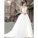 Discount Classic Straps A-Line Organza Sweep Train Wedding Dress