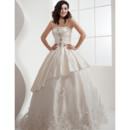 Cheap Classic Ball Gown Strapless Satin Floor Length Wedding Dress