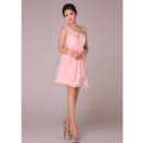 Affordable Charming A-Line One Shoulder Short Chiffon Bridesmaid Dress for Girls