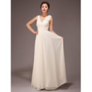 Simple Modest V-Neck Chiffon Floor Length A-Line Bridesmaid Dress for Wedding Party