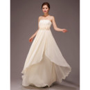 Stylish Strapless Empire Chiffon Floor Length Bridesmaid Dress for Wedding Party