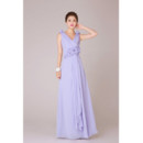 Elegant V-Neck Chiffon Floor Length A-Line Bridesmaid Dress for Wedding Party