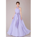 Modest Halter Chiffon A-Line Floor Length Bridesmaid Dress for Wedding Party