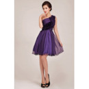 Affordable Stunning One Shoulder Short A-Line Ruffle Bridesmaid Dress for Girls