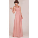 Classic Sheath V-Neck Floor Length Chiffon Bridesmaid Dress for Girls