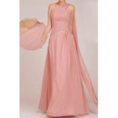Classic One Shoulder Floor Length Chiffon A-Line Bridesmaid Dress for Girls