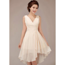 Best Charming A-Line V-Neck Short Chiffon Bridesmaid Dress for Girls