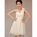 Beautiful One Shoulder Short Chiffon Bridesmaid Dress for Wedding