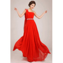 Simple One Shoulder Chiffon A-Line Floor Length Wedding Bridesmaid Dress for Girls