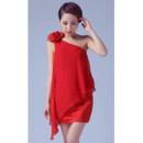 Beautiful Designer One Shoulder Column Short Chiffon Cocktail Dress