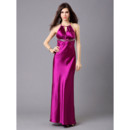 Classy Designer Halter Column/ Sheath Satin Long Prom Evening Dress for Women and Girls