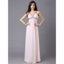 Sexy Column/ Sheath Chiffon Straps Floor Length Prom Evening Dress for Women and Girls