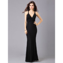 Sheath/ Column V-Neck Chiffon Floor Length Formal Evening Dress for Prom