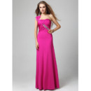 Affordable Chic One Shoulder Sheath/ Column Floor Length Satin Evening Dress