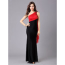 Affordable Chic Mermaid One Shoulder Full Length Satin Evening Dress