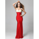 Beautiful Chic Sheath/ Column Straps Floor Length Satin Prom Evening Dress for Women