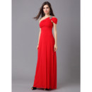 Affordable Women's Elegant One Shoulder Chiffon Floor Length Sheath Evening Dress