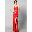 Sheath Halter Floor Length Chiffon Evening Dress for Prom