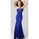 Stylish Elegant Halter Satin Sheath Floor Length Prom Evening Dress for Women