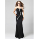 Inexpensive Elegant Sheath Sweetheart Floor Length Satin Black Evening Dress for Prom