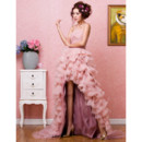Stylish High-Low Organza Strapless A-Line Prom Evening Dress for Women