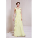 Inexpensive Amazing Chiffon V-Neck Sheath Floor Length Prom Evening Dress for Women