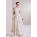 Designer Sexy Chiffon Tulle A-Line Floor Length Bateau Formal Evening Dress for Women