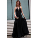 Beautiful Elegant Black Halter Chiffon Sheath Long Black Evening Dress for Women