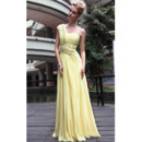 Designer Celebrity One Shoulder Chiffon Sheath Floor Length Evening Dress