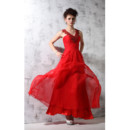 Women's Amazing V-Neck Chiffon Long Red Sheath Evening Dress for Prom