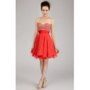 Affordable Classic A-Line Sweetheart Short Chiffon Beaded Homecoming Dress for Girls
