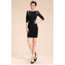 Girls Tight Black Sheath Tight Short Little Black Cocktail Homecoming Dress with Sleeves