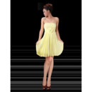 Affordable Girls Strapless Chiffon Short Yellow Homecoming/ Party Dress