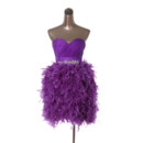 Junior Jovani Ball Gown Sweetheart Purple Short Feather Homecoming Dress